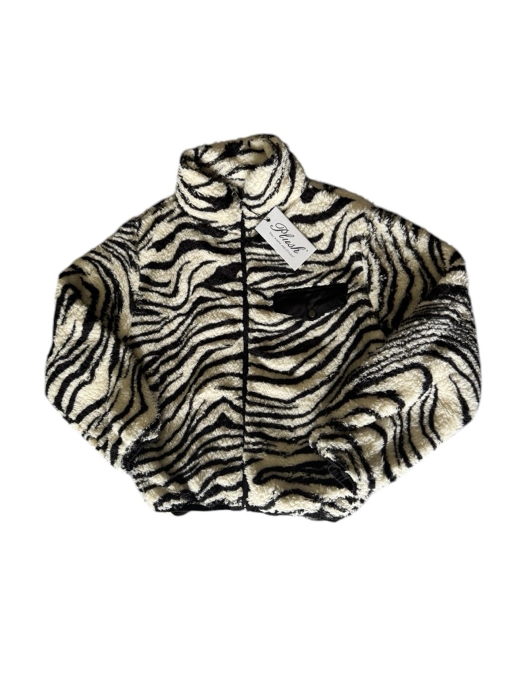 Plush Apparel Zebra Super Soft Zip-up Size Small w/pockets Faux Fur NWT